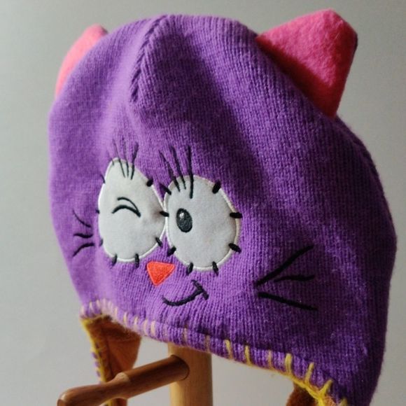 Flipeez Cute Kitty Purple Beanie‎ Hat with Wagging Tail Beanie main image 5